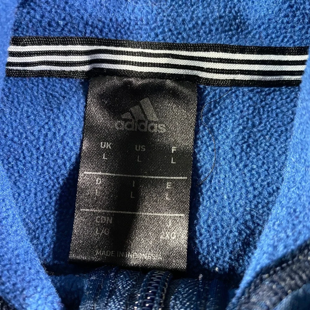 Adidas Men's Blue 3-Stripes‎ Heather Full Zip Hoodie Athletic Track Jacket Large